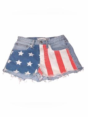 Lovers + Friends American Flag Denim Jean Shorts - Red White Blue